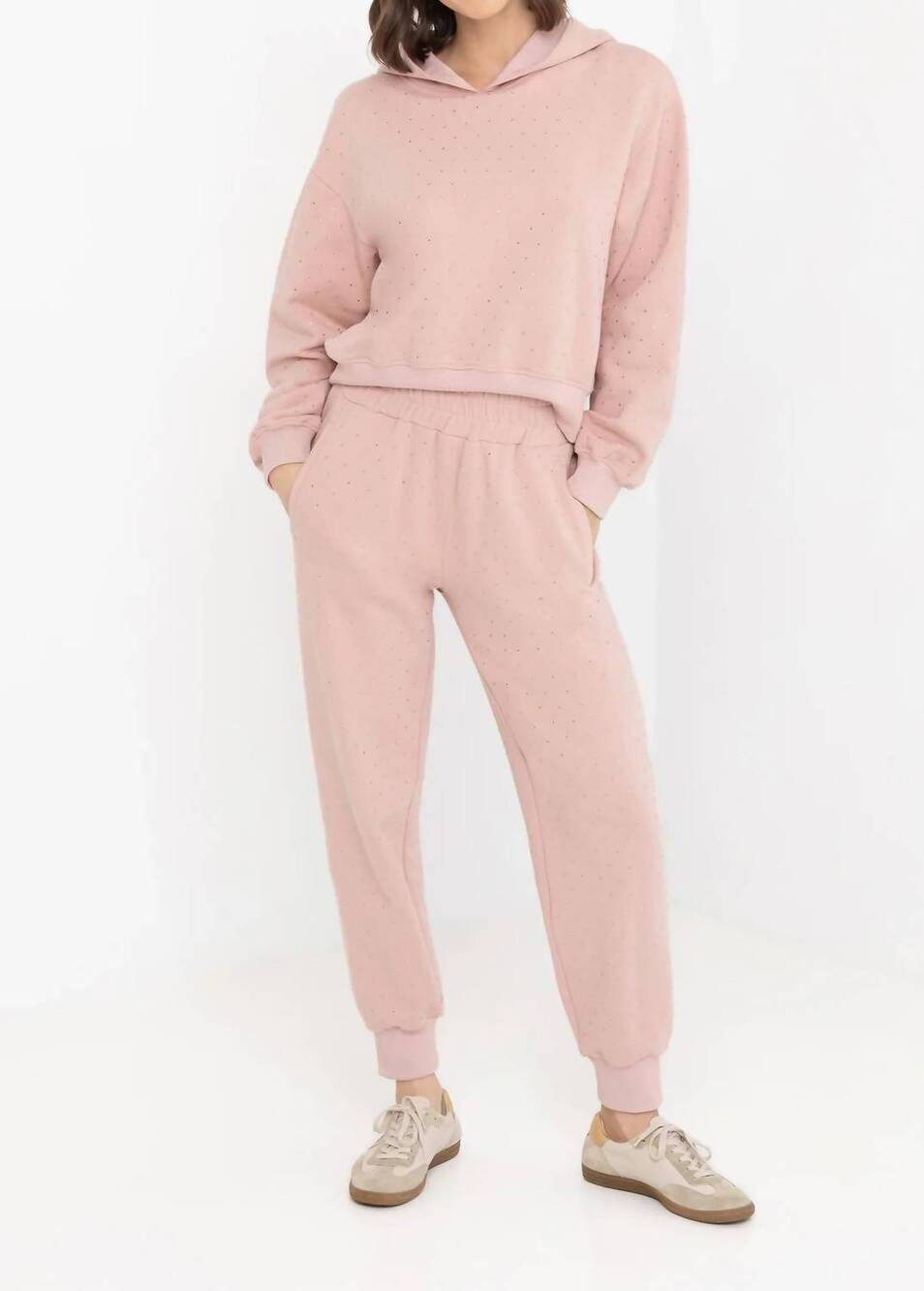 NEW GENERATION LOVE ruel crystal sweatpants in dusty pink